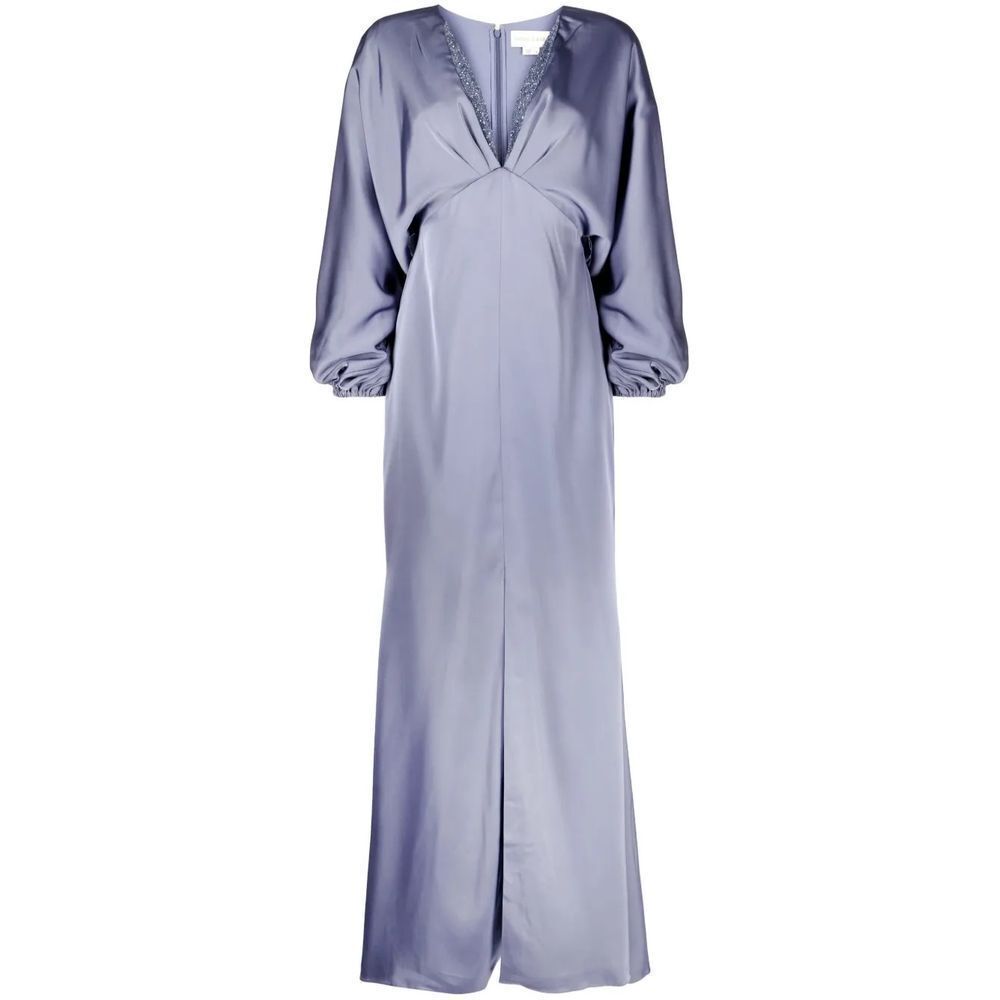 Sachin & Babi Nwt Satin Gabby V Neck Gown In Cool Grey Size 2 Msrp $825